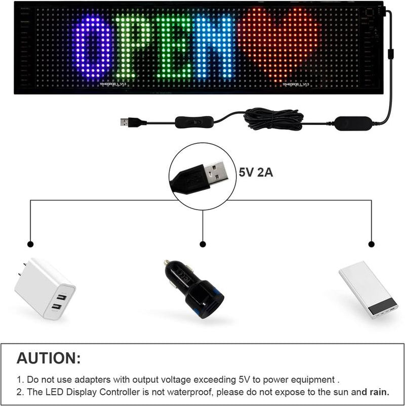 Noahtec Programmable Bluetooth-Controlled 5V LED Store Sign with Custom Text and Animation - IP66 Waterproof for Retail, Automotive, and Hospitality Applications