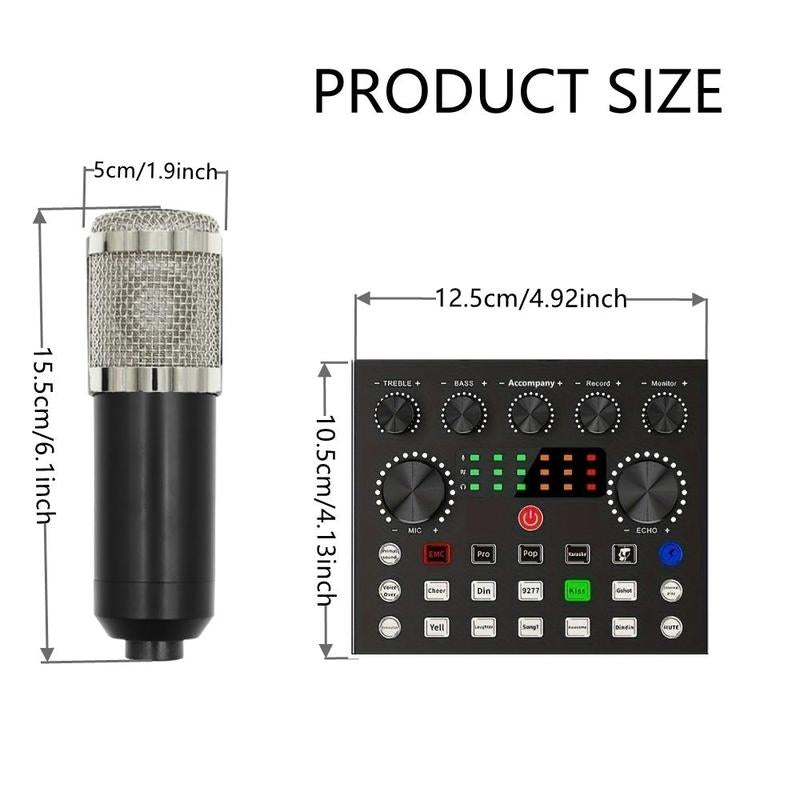 Podcast Equipment Bundle, V8S Audio Interface with BM-800 Condenser Microphone, Studio Equipment with Mic Arm for Podcast, Streaming, Voice Over, Singing
