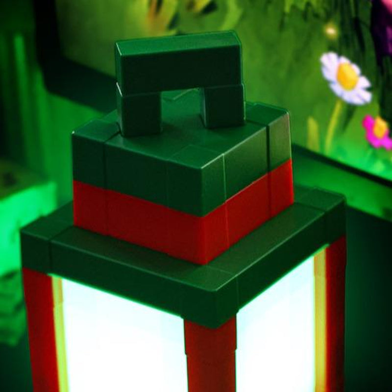 DIYCOM Christmas Pixel Lantern Night Lamp, RGB 16-Color Changing Light with Remote Control, USB-C Rechargeable, Pixel Style Gamer Room Lighting, Holiday Party Supplies, Xmas Gift