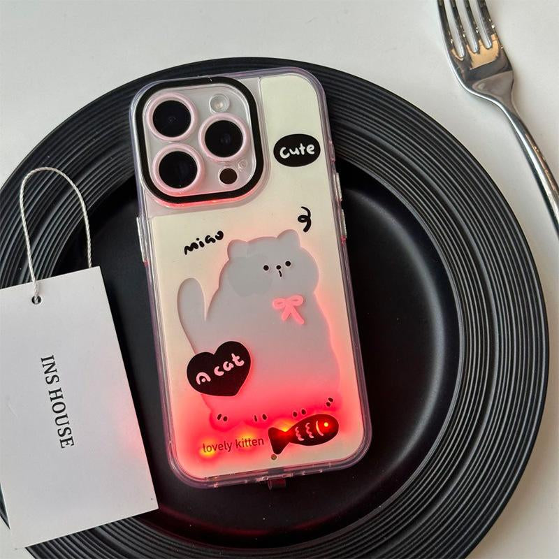 Luminous Ink Splash Cat Design - Premium Anti-Drop Protective Case for iPhone 16 Pro Max and iPhone 15