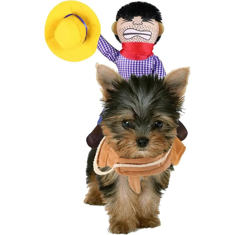 Dog Cowboy Costume, Dog Halloween Costumes Cowboy Rider Dog Costume Funny Dog Costume for Small Medium Large X-Large Dog