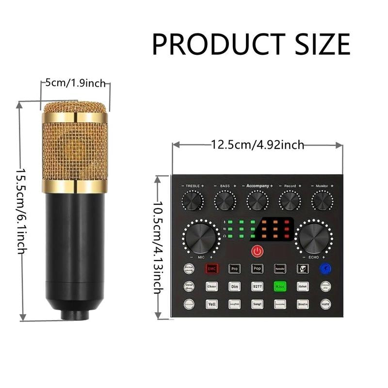 Podcast Equipment Bundle, V8S Audio Interface with BM-800 Condenser Microphone, Studio Equipment with Mic Arm for Podcast, Streaming, Voice Over, Singing