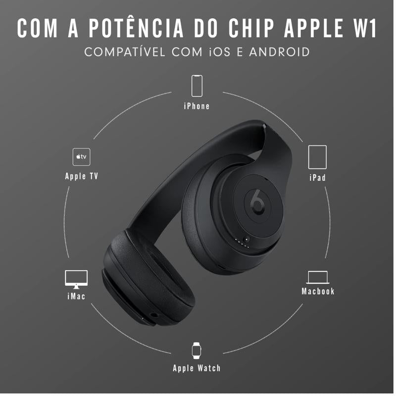 Beats Studio3 Wireless Noise-Cancelling Over-Ear Headphones with Apple W1 Chip, Class 1 Bluetooth, 22 Hours of Listening Time, and Built-In Microphone - Matte Black