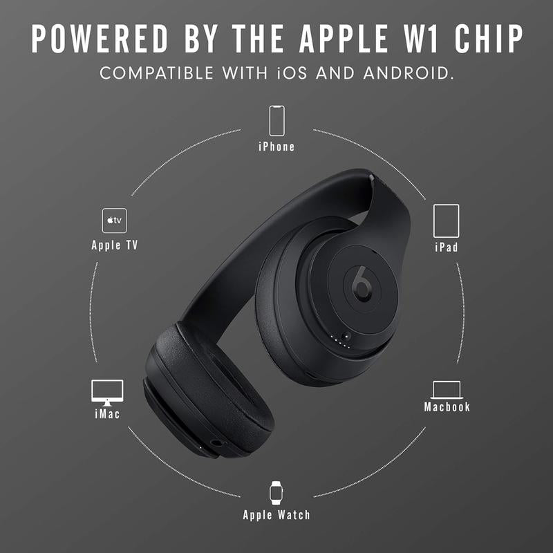 Beats Studio3 Wireless Noise-Cancelling Over-Ear Headphones with Apple W1 Chip, Class 1 Bluetooth, 22 Hours of Listening Time, and Built-In Microphone - Matte Black