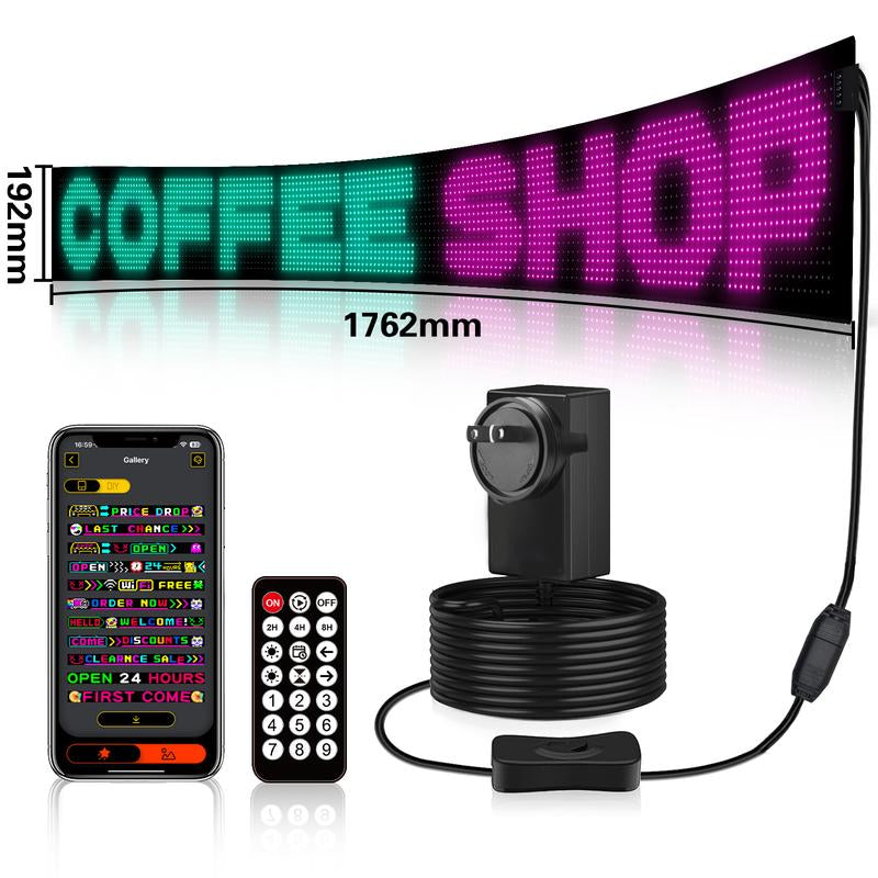 Noahtec Programmable Bluetooth-Controlled 5V LED Store Sign with Custom Text and Animation - IP66 Waterproof for Retail, Automotive, and Hospitality Applications