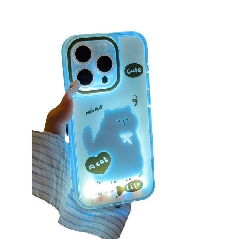 Luminous Ink Splash Cat Design - Premium Anti-Drop Protective Case for iPhone 16 Pro Max and iPhone 15