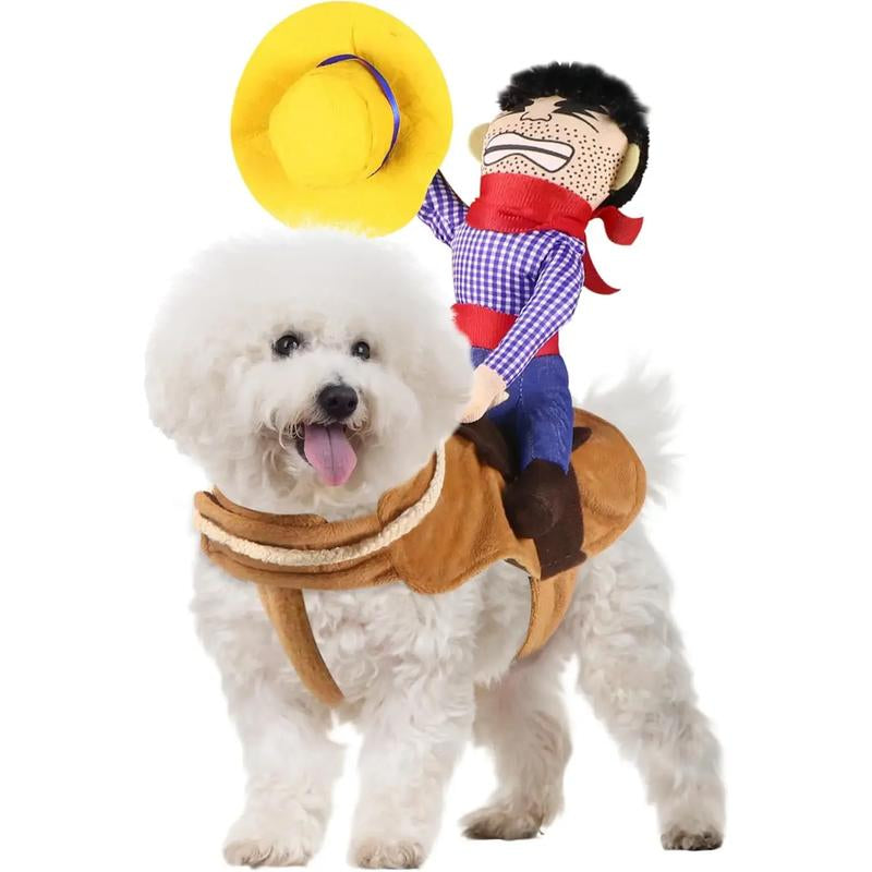 Dog Cowboy Costume, Dog Halloween Costumes Cowboy Rider Dog Costume Funny Dog Costume for Small Medium Large X-Large Dog