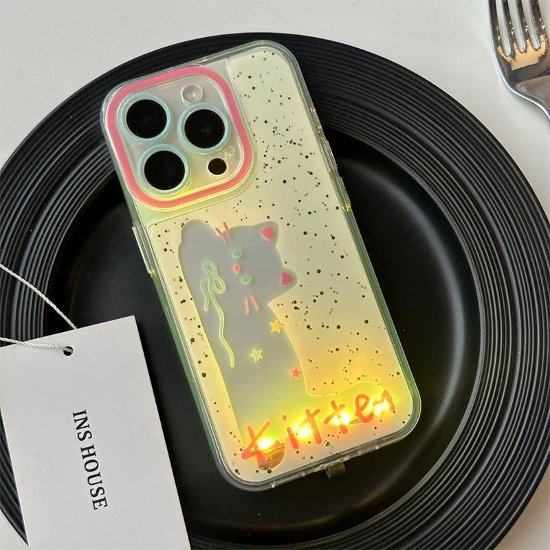 Luminous Ink Splash Cat Design - Premium Anti-Drop Protective Case for iPhone 16 Pro Max and iPhone 15