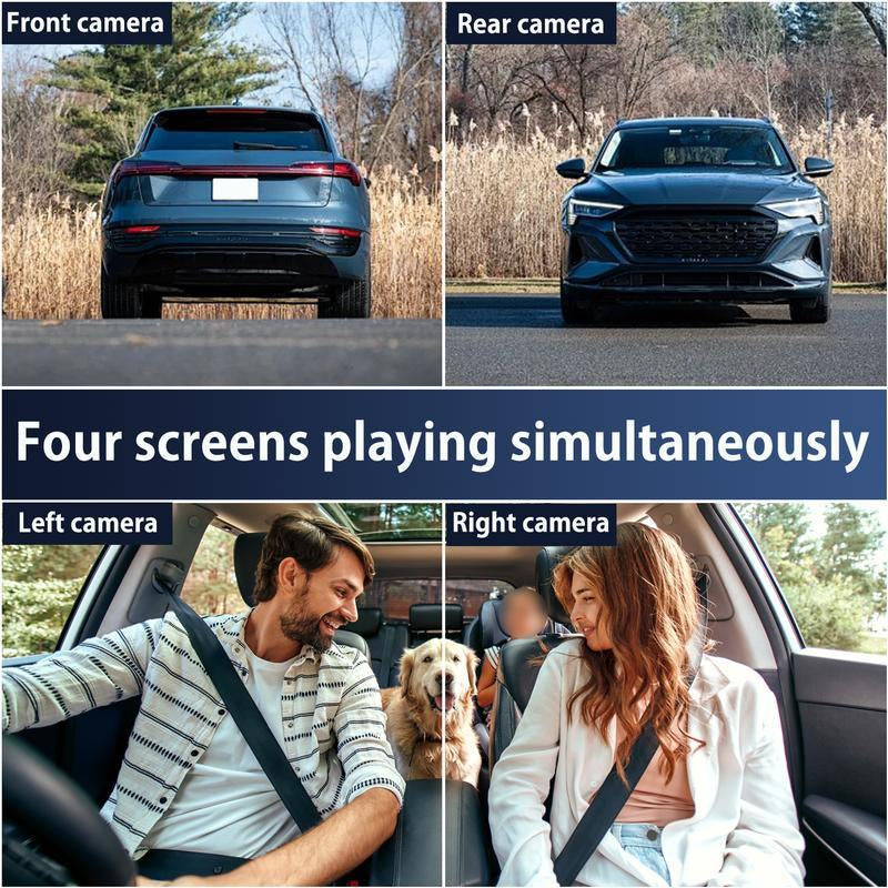 4 Channel Car Dash Cam 1080P DVR with 64GB Memory Card Full HD 3.16-Inch Screen Night Vision Parking Mode Car Video Surveillance