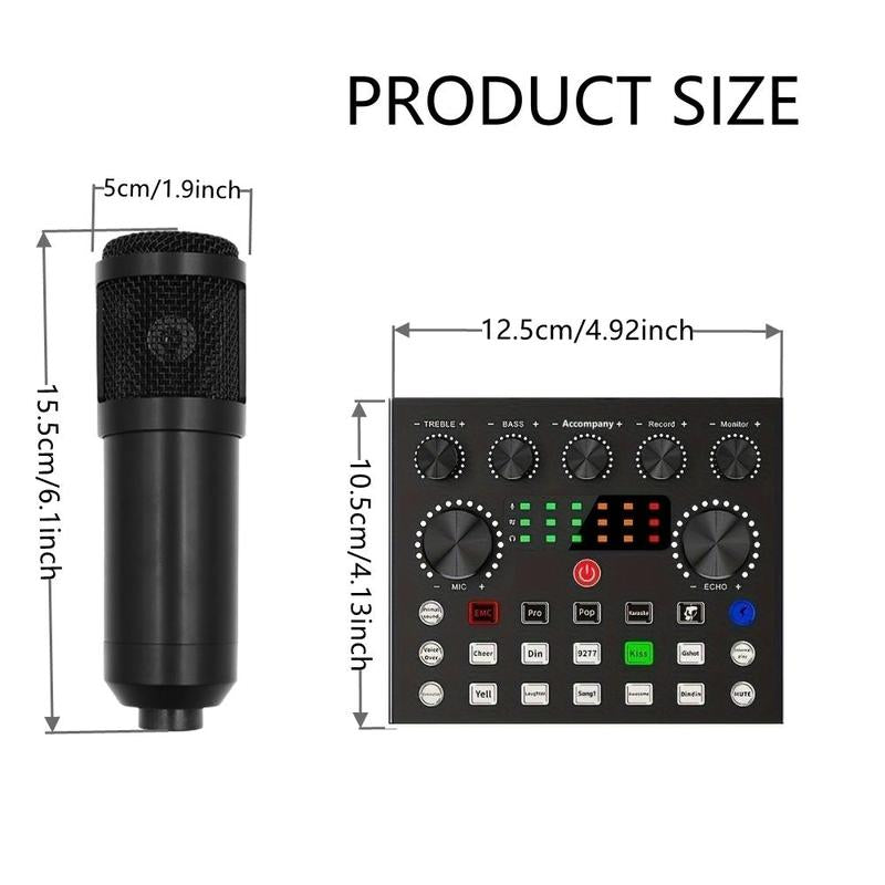 Podcast Equipment Bundle, V8S Audio Interface with BM-800 Condenser Microphone, Studio Equipment with Mic Arm for Podcast, Streaming, Voice Over, Singing