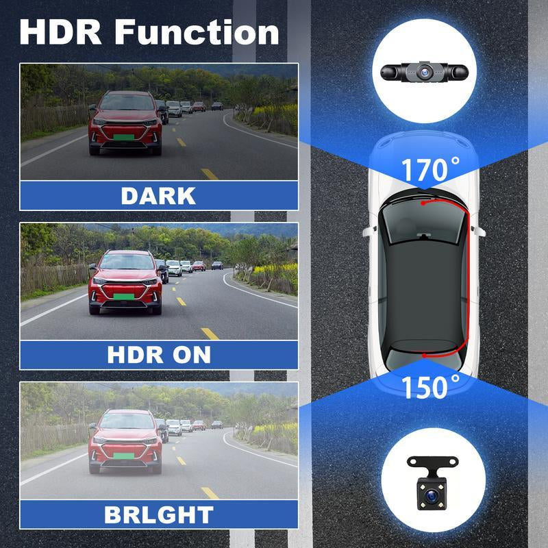 4 Channel Car Dash Cam 1080P DVR with 64GB Memory Card Full HD 3.16-Inch Screen Night Vision Parking Mode Car Video Surveillance