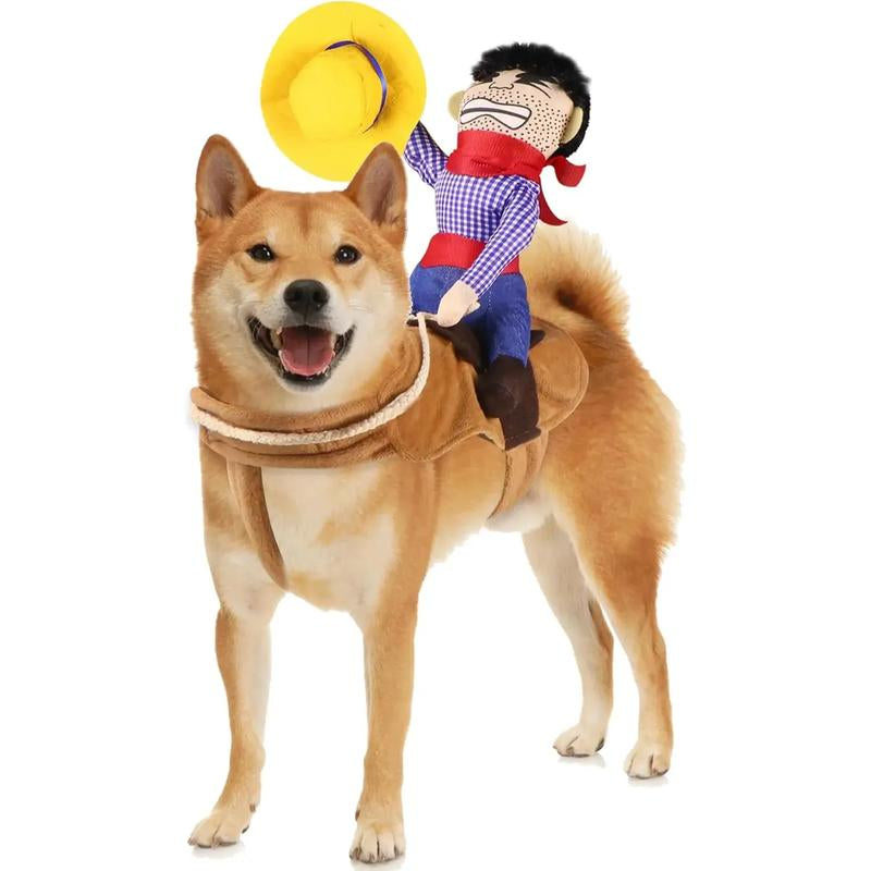 Dog Cowboy Costume, Dog Halloween Costumes Cowboy Rider Dog Costume Funny Dog Costume for Small Medium Large X-Large Dog