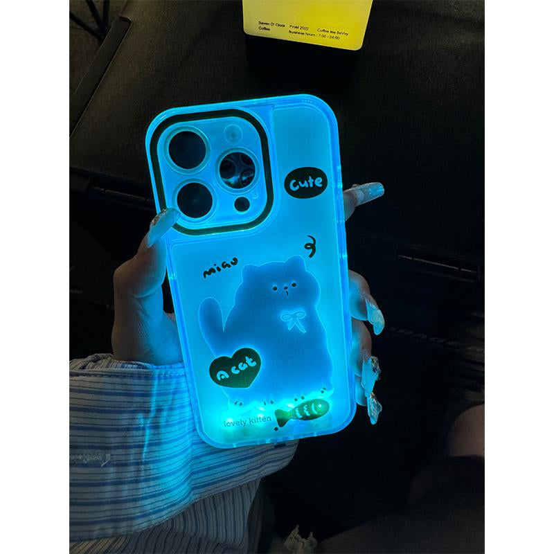 Luminous Ink Splash Cat Design - Premium Anti-Drop Protective Case for iPhone 16 Pro Max and iPhone 15